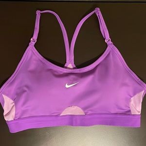 NIKE PURPLE RACER BACK SPORTS BRA WITH MESH DETAILING